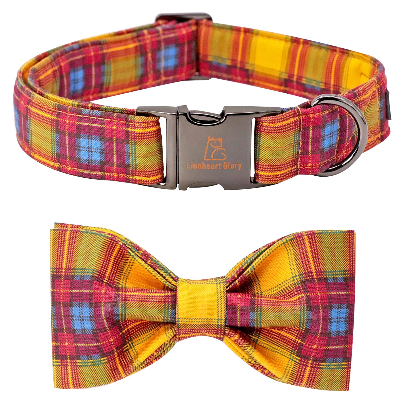Lionheart Glory Fall Dog Collars - Adjustable Soft Bowtie Puppy Collar for Small Dogs | Heavy Duty Pet Collar with Decorative Bow | Perfect for Daily Walks, Special Occasions & Photo Shoots