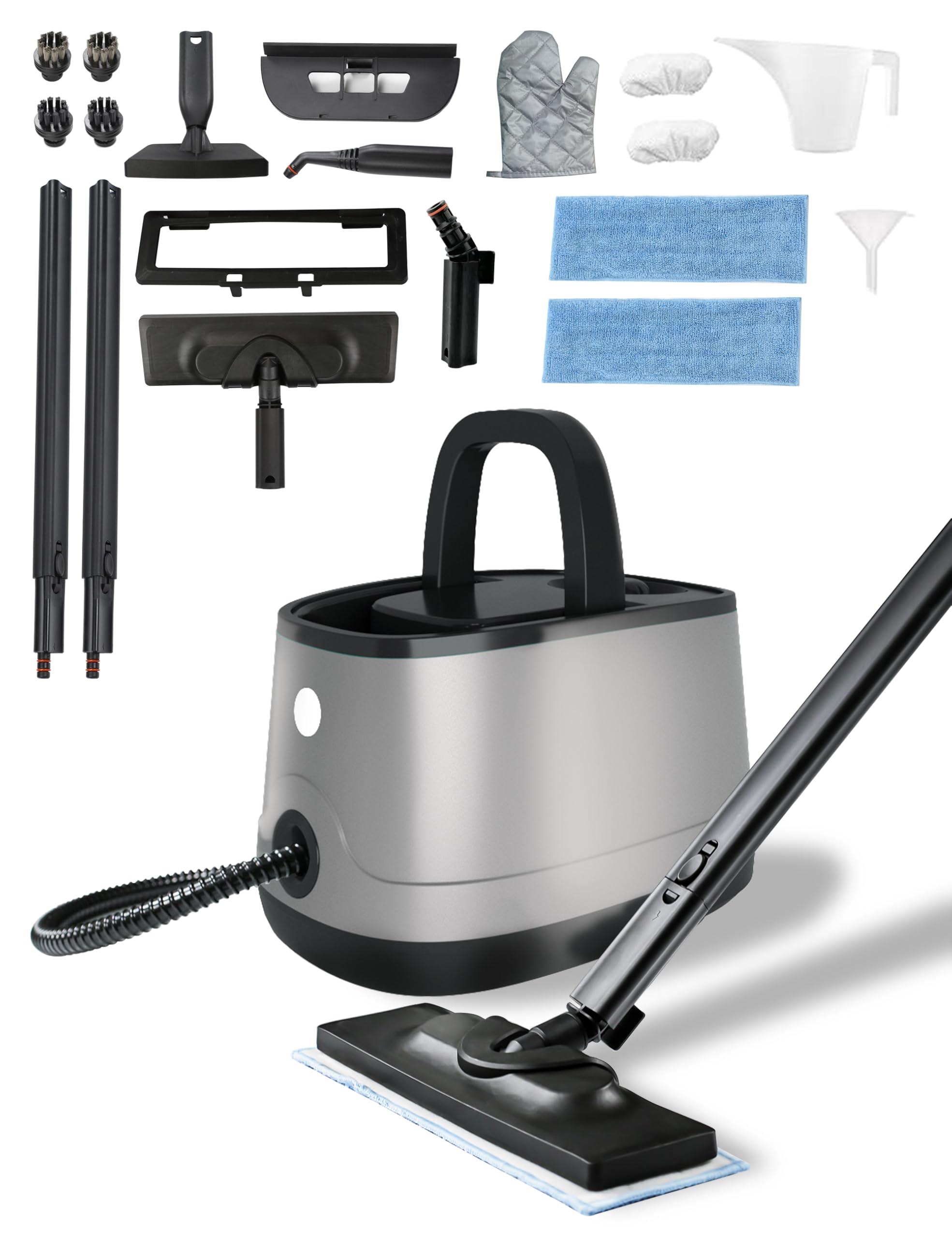 Powerful Portable Steam Cleaner for Home & Car - 1.5L Capacity, 19 Accessories, Quick Heating in 5 Mins - Multi-Surface Cleaner for Floors, Tiles, Carpets, Upholstery - Perfect for Deep Cleaning Kitchens, Bathrooms & Auto Detailing