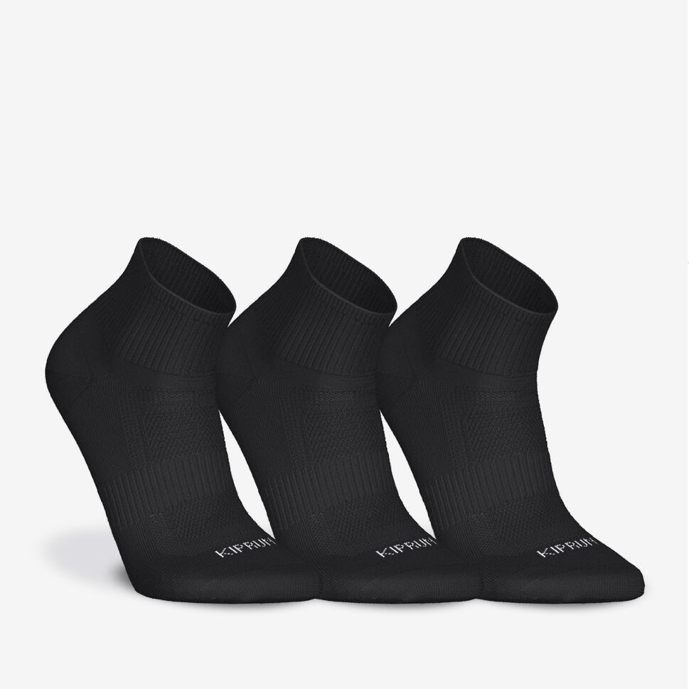 Kiprun Run 100 Mid Cushioned Running Socks 3-Pack - Breathable Athletic Socks for Men & Women - Perfect for Marathon, Jogging & Workout