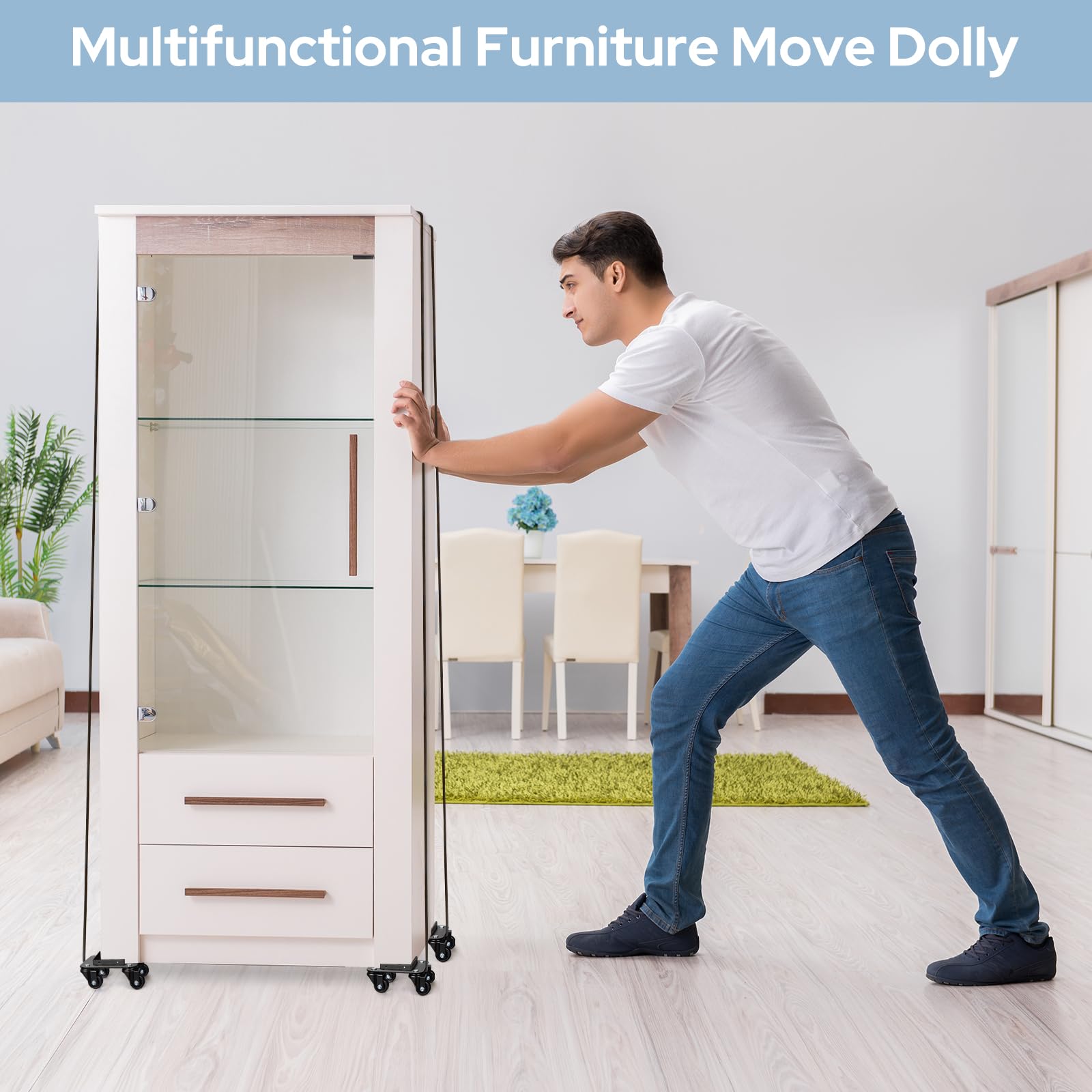 KEDSUM Heavy Duty Furniture Dolly with 4 Wheels - 1500LBS Capacity Moving Tool for Appliances, Refrigerators, Sofas & Pianos | Perfect for Home Moving, Warehouse Relocation & Office Furniture Rearranging