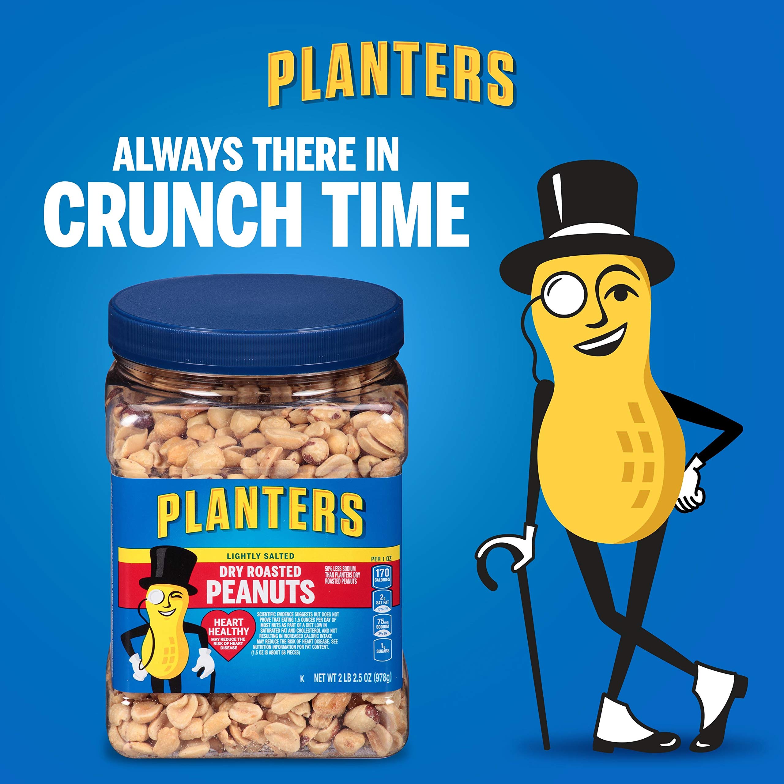 Dry Roasted Lightly Salted PLANTERS Peanuts - 6 Pack (2.2 lb Each) | Healthy Protein Snacks for Adults | Perfect for Office, Hiking & Game Day Parties