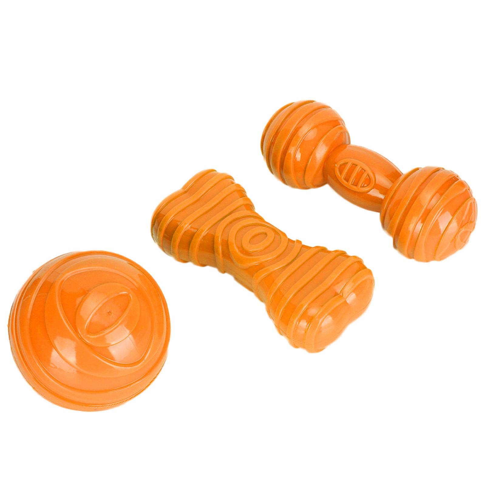 Durable TPR Dog Chew Toy - Interactive Pet Bone for Teeth Cleaning & Bite Resistance - Tough Chew Ball & Barbell for Aggressive Chewers - Perfect for Puppy Teething, Boredom Relief & Dental Health