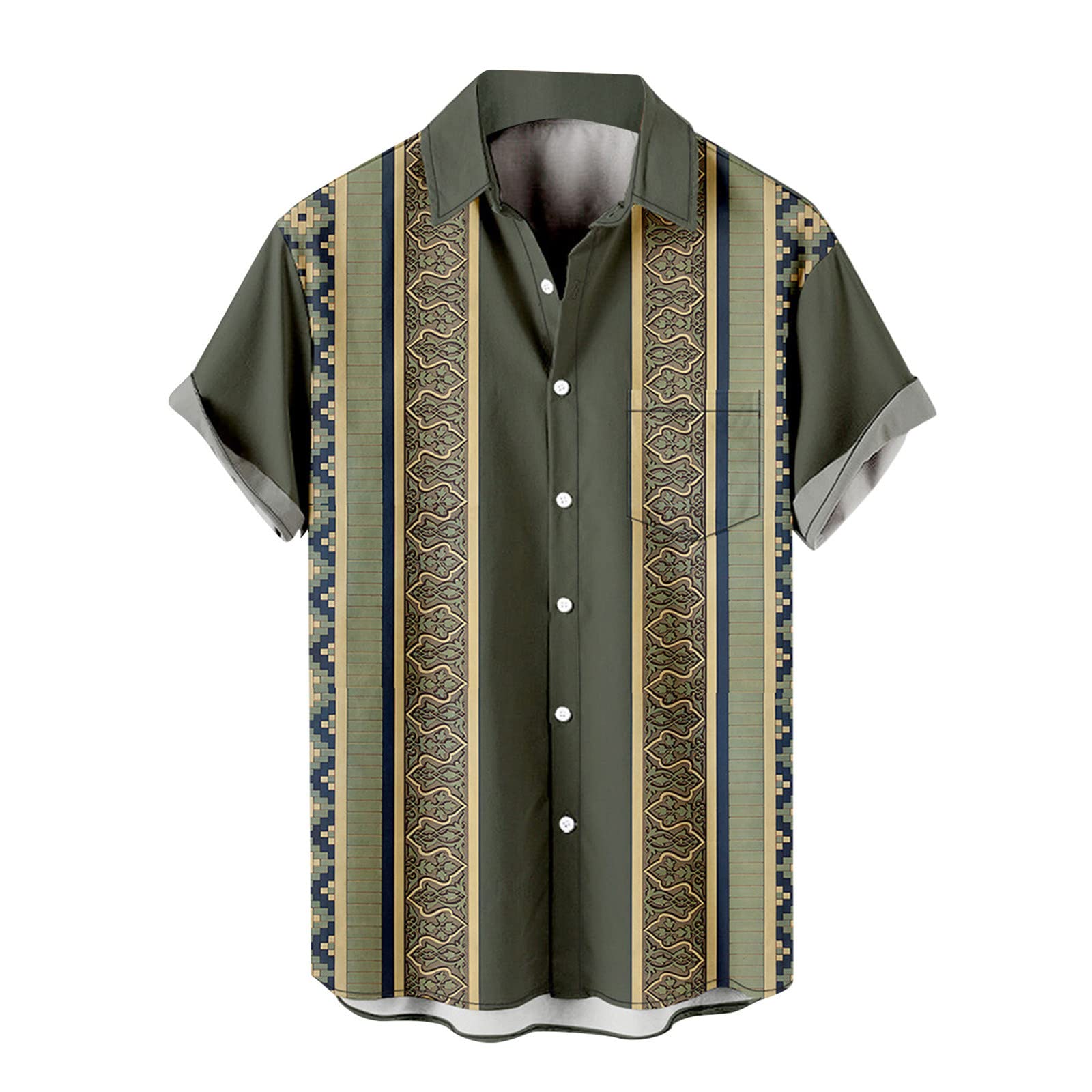 Men's Hawaiian Beach Shirt - 3D Digital Print Short Sleeve Button-Up Shirt with Lapel, Breathable Fabric for Casual Wear | Perfect for Vacation, Summer Outfits & Beach Parties