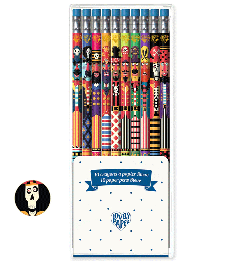 Premium Set of 10 Steve Pencils by Djeco - High-Quality Wooden Drawing Pencils for Artists & Students - Perfect for Sketching, Coloring & School Projects