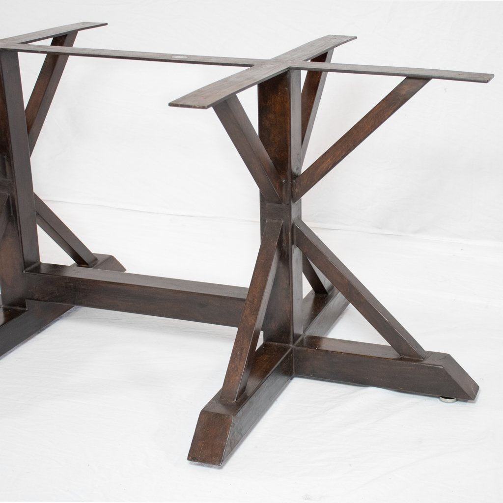 Antique Rustic Miners Long Dining Table Base - Heavy Duty Metal Legs for Farmhouse & Industrial Style Dining Room Decor