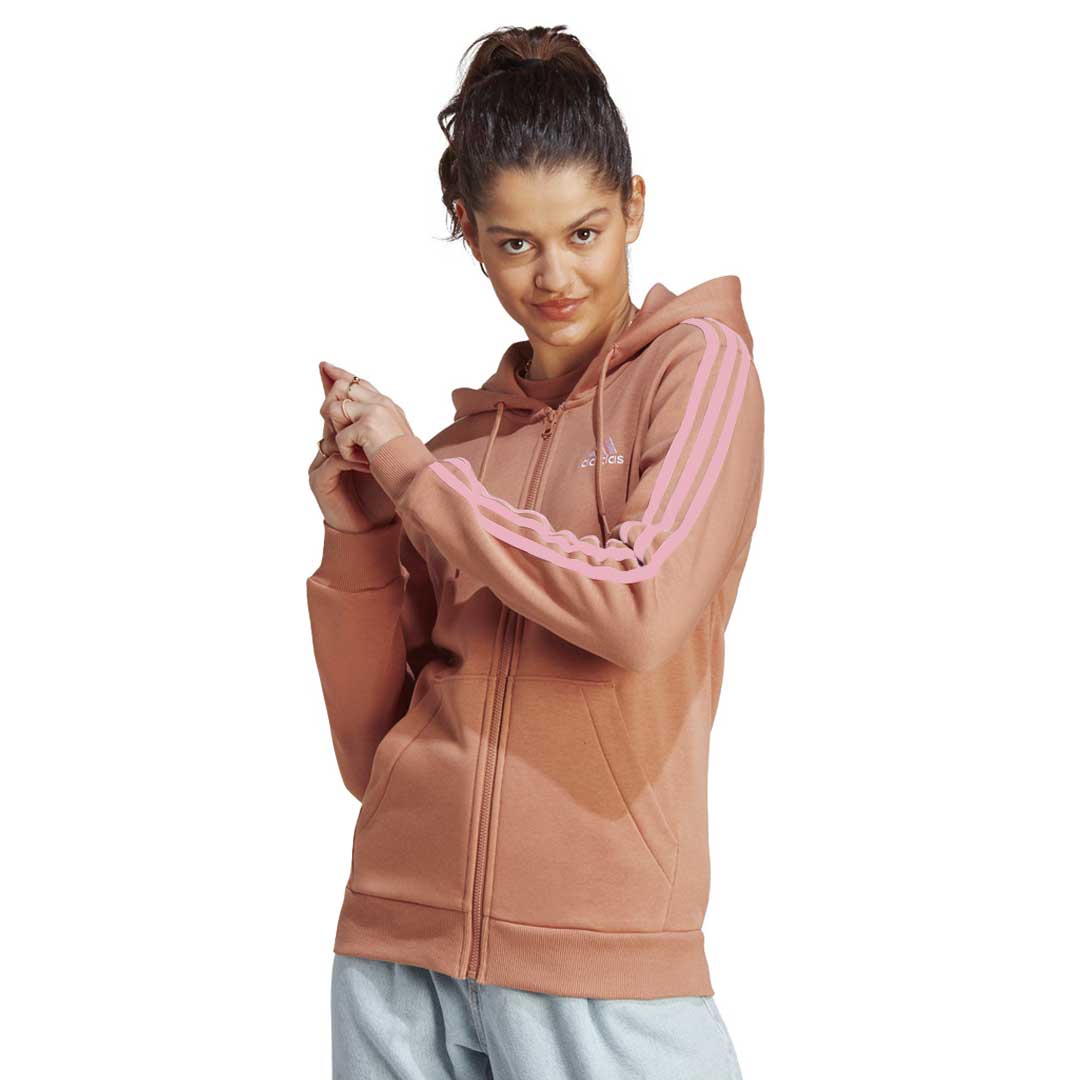Adidas Women's 3 Stripes Fleece Full Zip Hoodie - Warm Winter Jacket for Casual Outfits & Gym Wear (IM0241) | Perfect for Running, Travel & Everyday Comfort