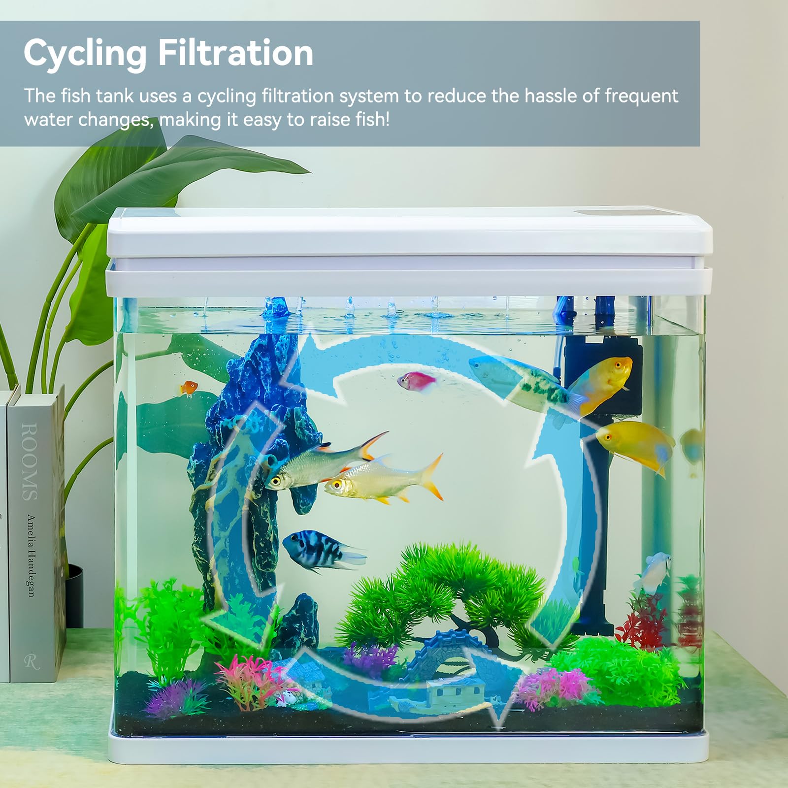 10 Gallon Betta Fish Tank Starter Kit - Smart Timer, 7 LED Lights with Adjustable Brightness, High-Clarity Glass & Efficient Filtration System | Perfect for Home, Office & Classroom Aquarium Setup