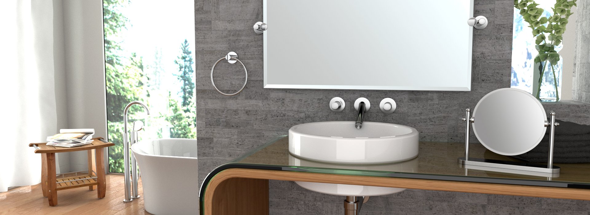 Gatco 4689LG 32-Inch Frameless Oval Bathroom Mirror - Chrome Wall Mount Beveled Tilting Vanity Mirror with Chrome Brackets for Modern Bathroom Decor