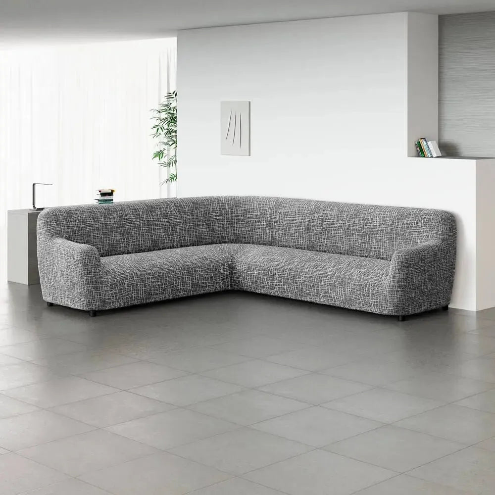 Corner Sofa Slipcover - Microfiber Printed Stretchable Furniture Protector for Living Room, Bedroom | Easy Fit, Washable Sofa Cover for Sectional Couches