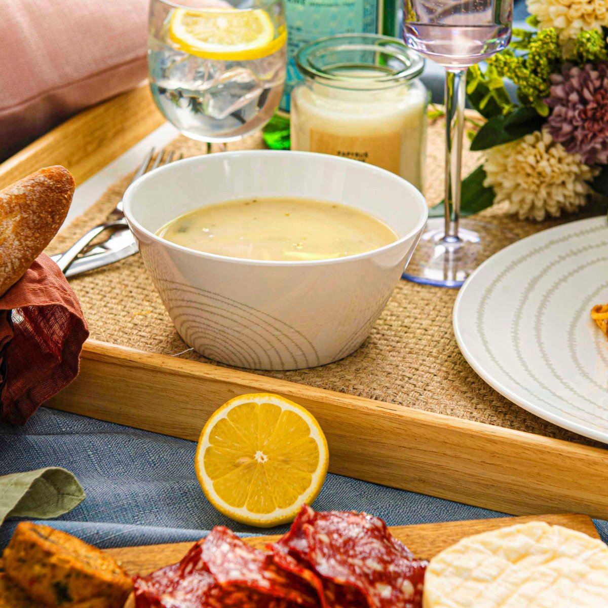 12-Piece White Melamine Dinnerware Set - Durable Planet-Themed Plates & Bowls for Outdoor Picnics, Camping, and Everyday Use