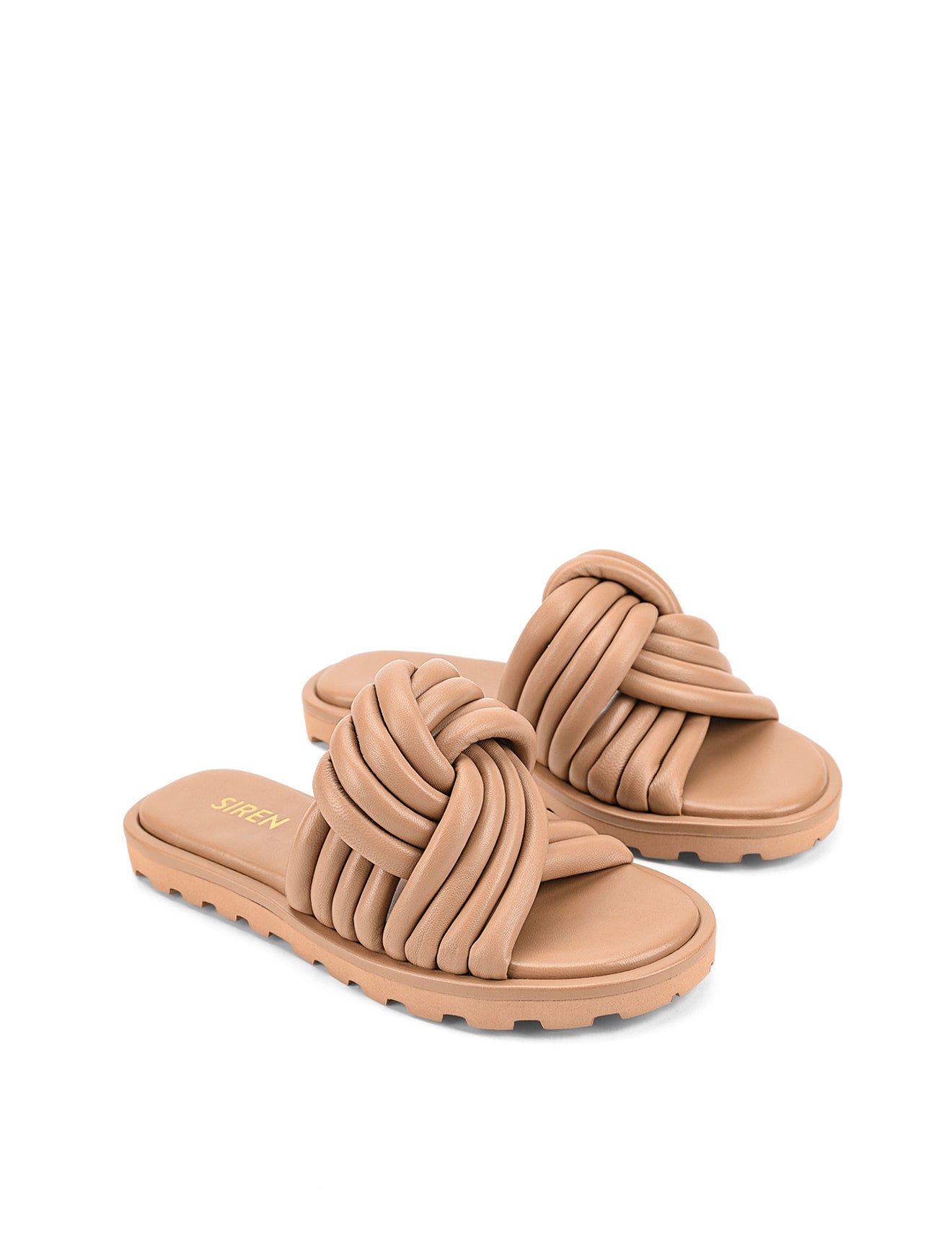 Weston Comfortable Leather Slides for Men & Women - Almond Tan Footbed Sandals - Perfect for Beach, Pool, and Summer Casual Wear