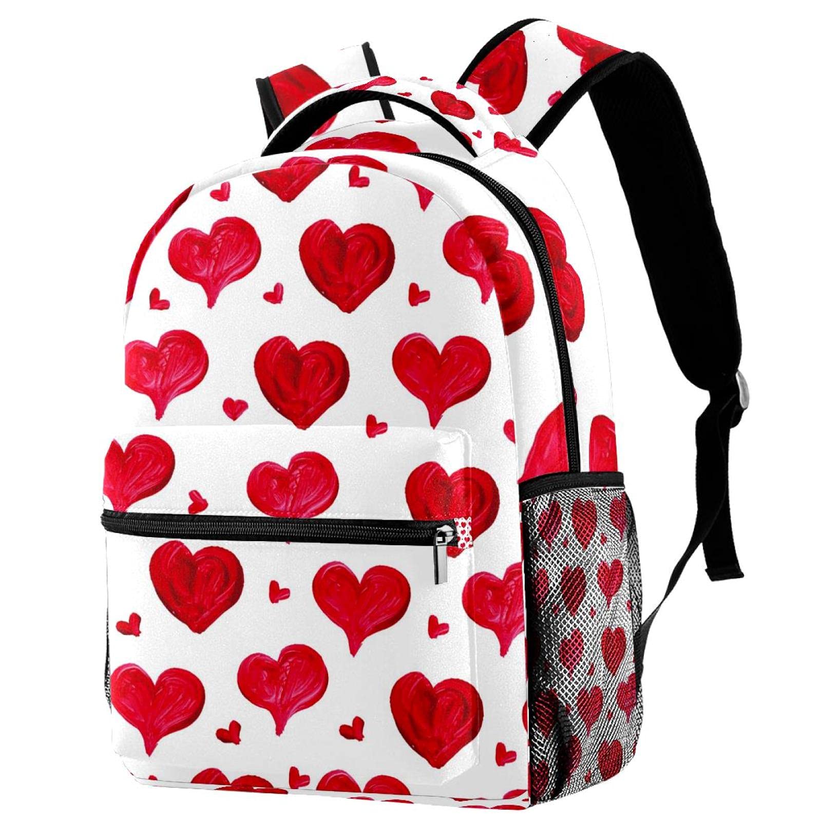 **Durable Waterproof School Backpack for Teens - Laptop Book Bag with Valentine's Day Red Heart Design, Perfect Gift for College Students & High School Girls/Boys - Ideal for Daily Commute, Travel & Campus Life**