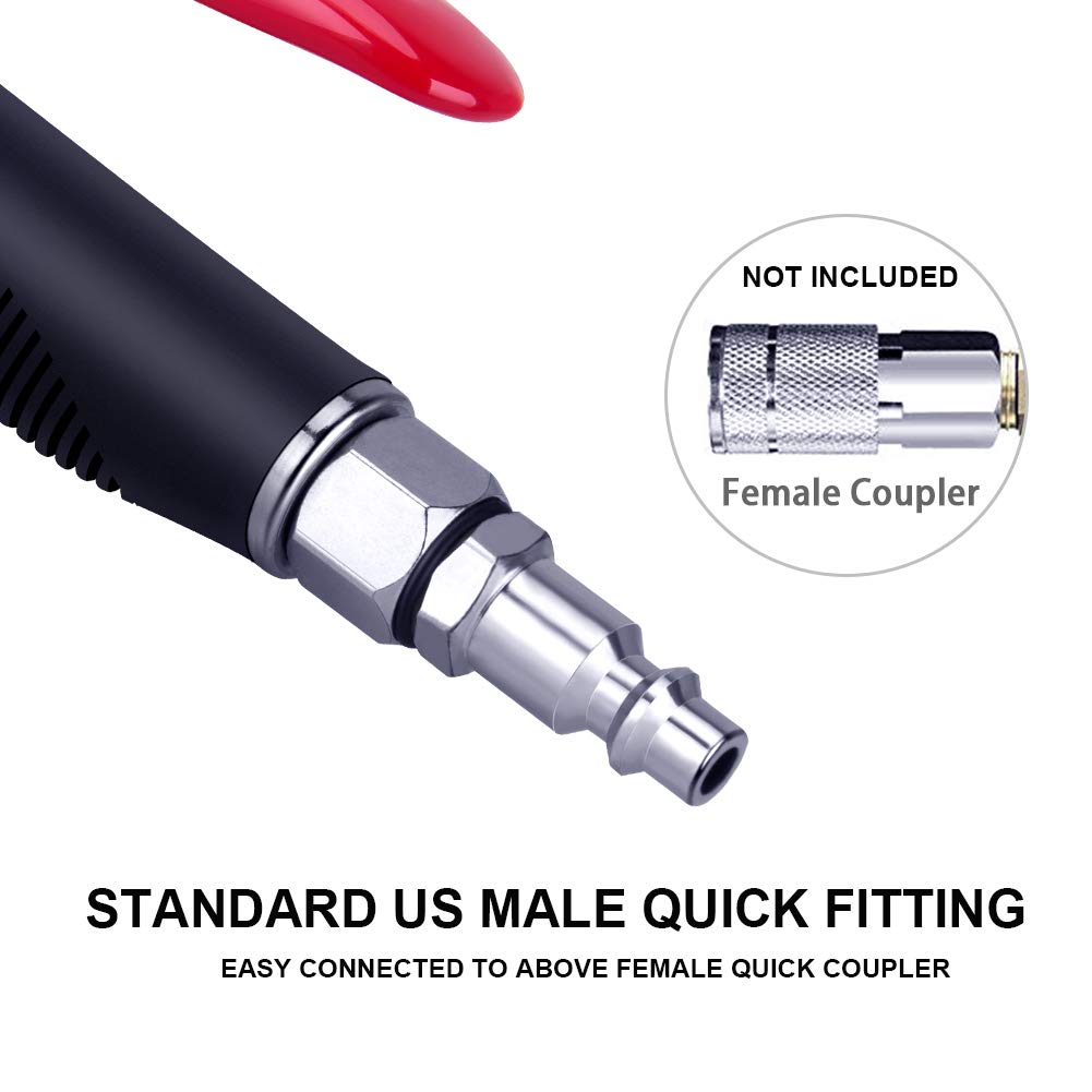 High Volume Powerful Air Blow Gun with Extendable Nozzle - 26 Inch Pneumatic Air Compressor Accessory - Anti-Slip Rubber Coated Metal Handle - Ideal for Dust Removal, Workshop Cleaning & Automotive Detailing