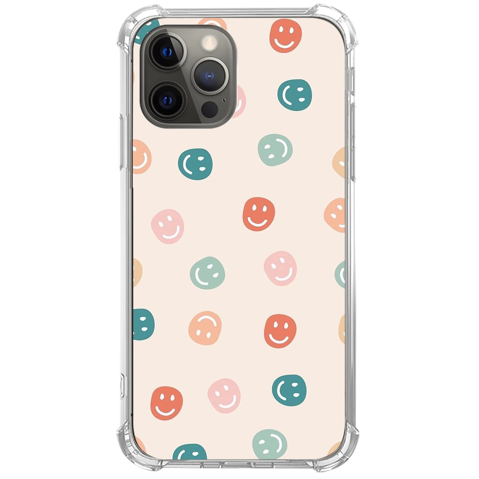 Retro Smiley Face iPhone 13 Pro Max Case - Colorful Cute Happy Design Trendy TPU Bumper Cover - Perfect for Daily Use, Work & School Accessories