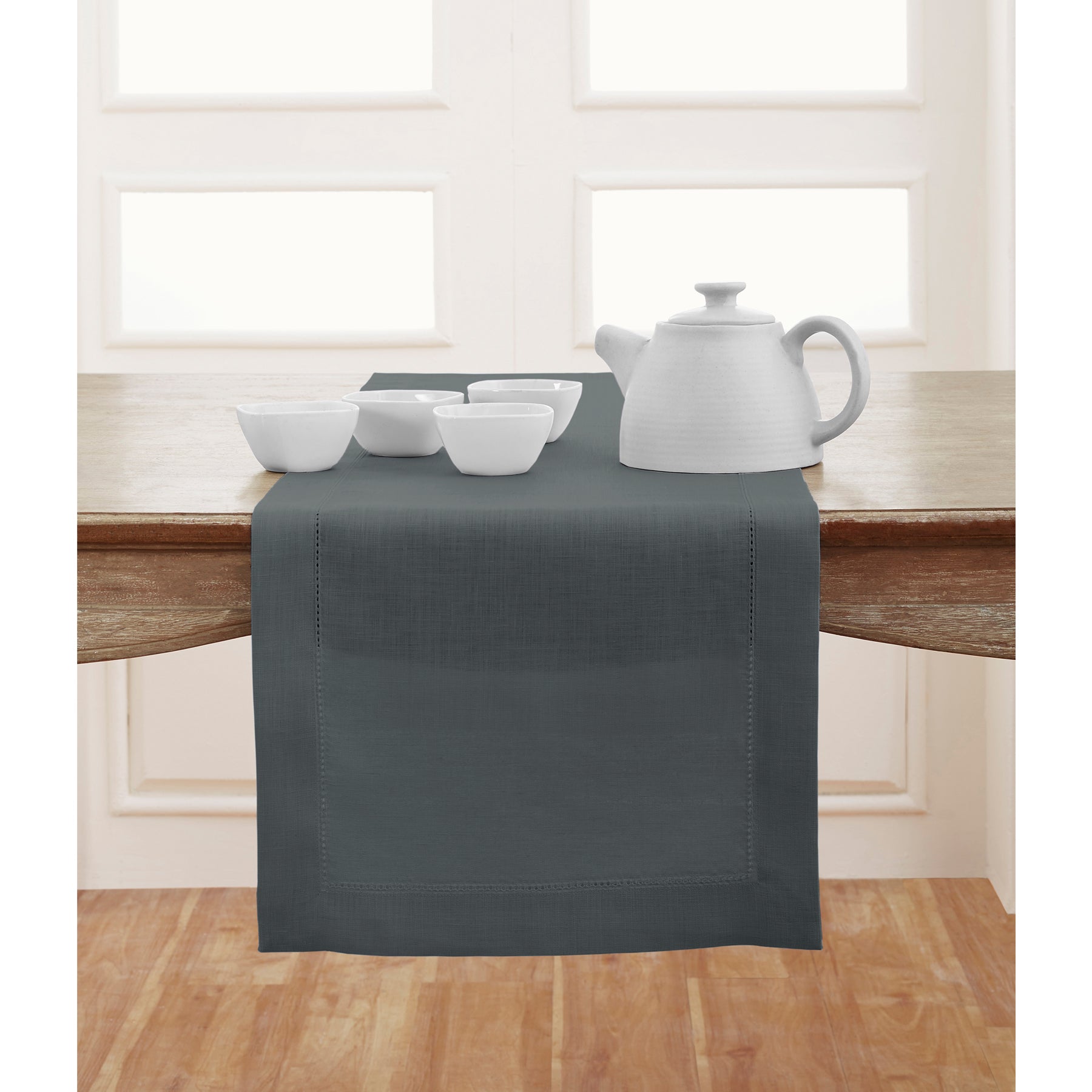 Elegant Classic Hemstitch Table Runner - 12x72 Inch White Linen Table Decor for Dining Room, Wedding & Holiday Parties - Perfect for Farmhouse, Rustic & Boho Home Decor