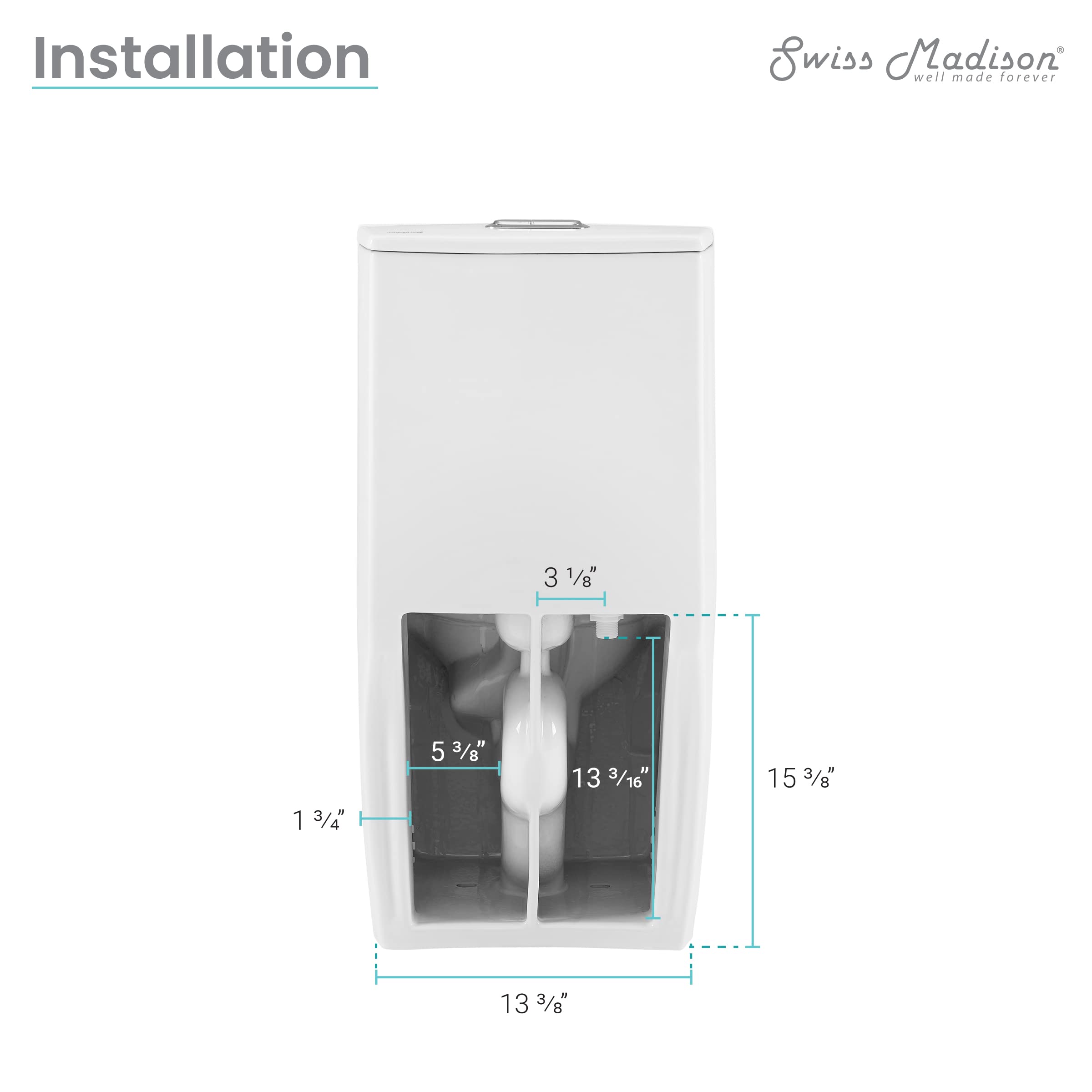 Swiss Madison St. Tropez One Piece Elongated Toilet - Dual Vortex Flush 1.1/1.6 GPF, 10