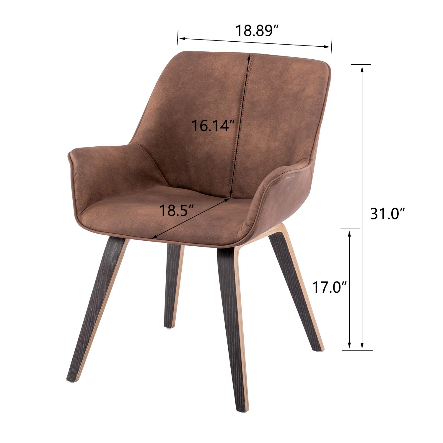 Modern Brown Faux Leather Dining Chairs - Set of 2 for Living Room, Kitchen & Office - Comfortable Side Chairs with Sturdy Metal Legs | Perfect for Home Decor, Restaurant & Small Spaces