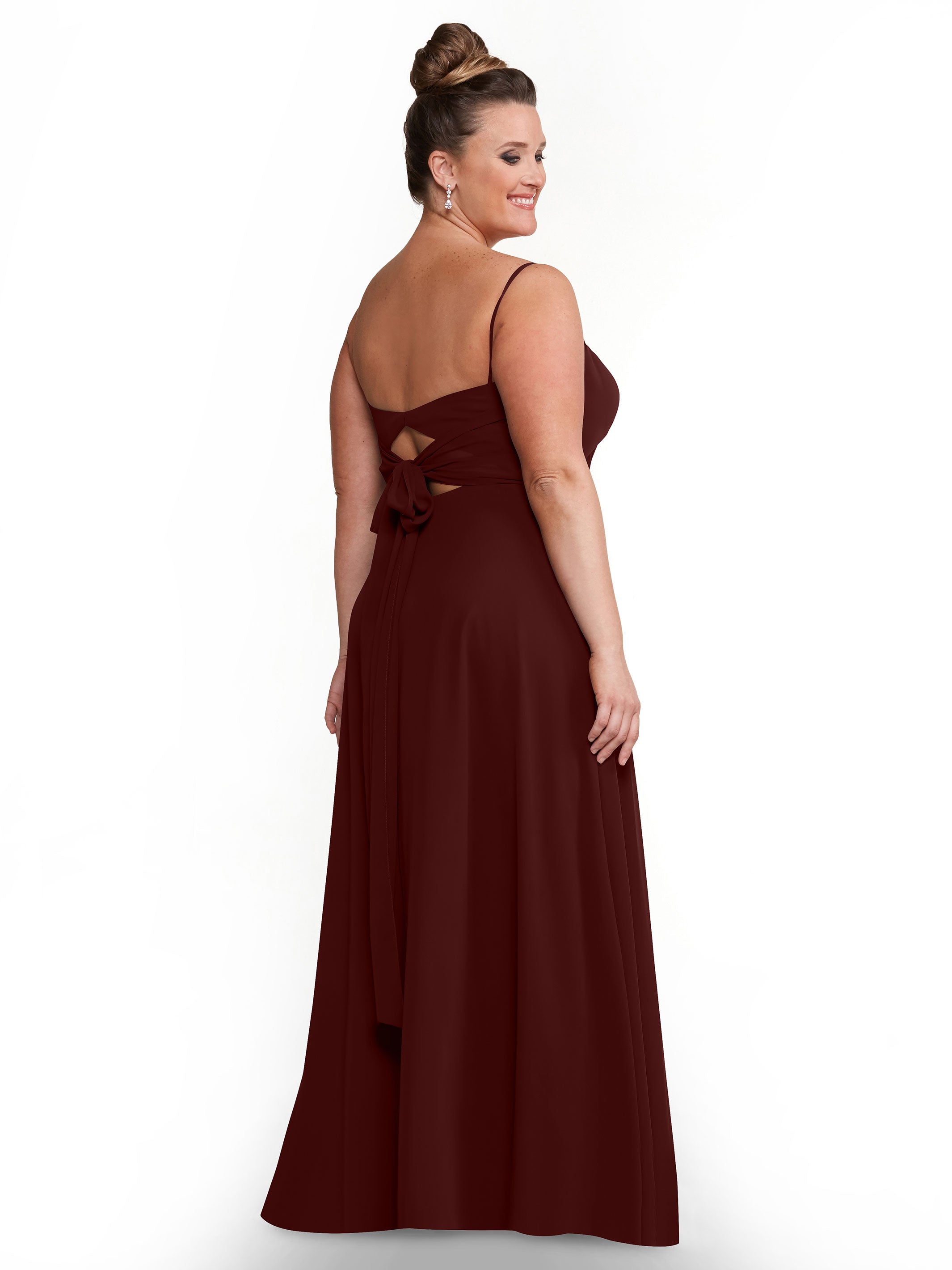 Elegant A-Line Bridesmaid Dress with Flowy Chiffon Skirt & Thigh Slit - Perfect for Weddings, Formal Events & Special Occasions