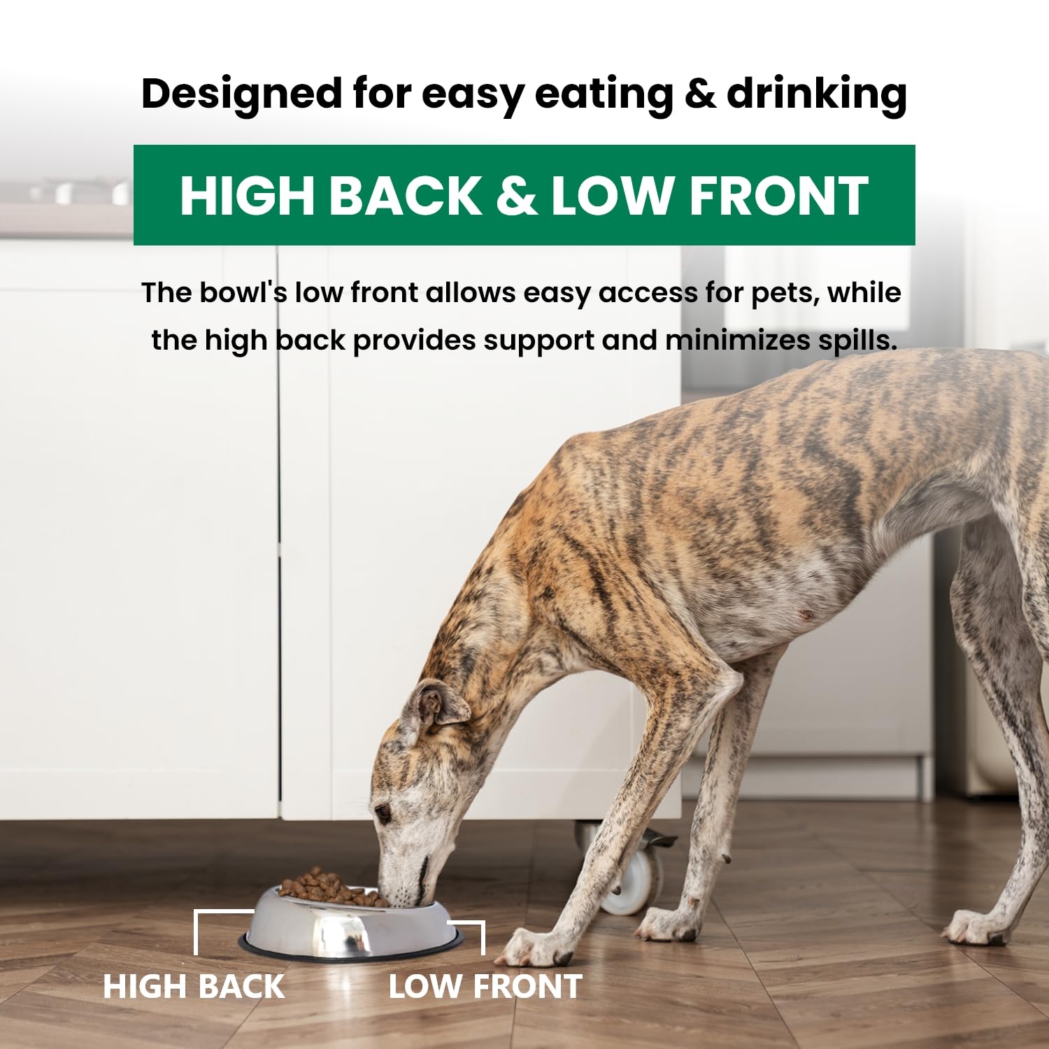 ICONIC PET 8 Cup/64 Oz Non-Slip Stainless Steel Pet Bowls - Heavy Duty High Back Design for Dogs & Cats - 2 Pack with Removable Anti-Skid Rubber Base - Dishwasher Safe Food & Water Bowls - Perfect for Indoor/Outdoor Feeding Stations