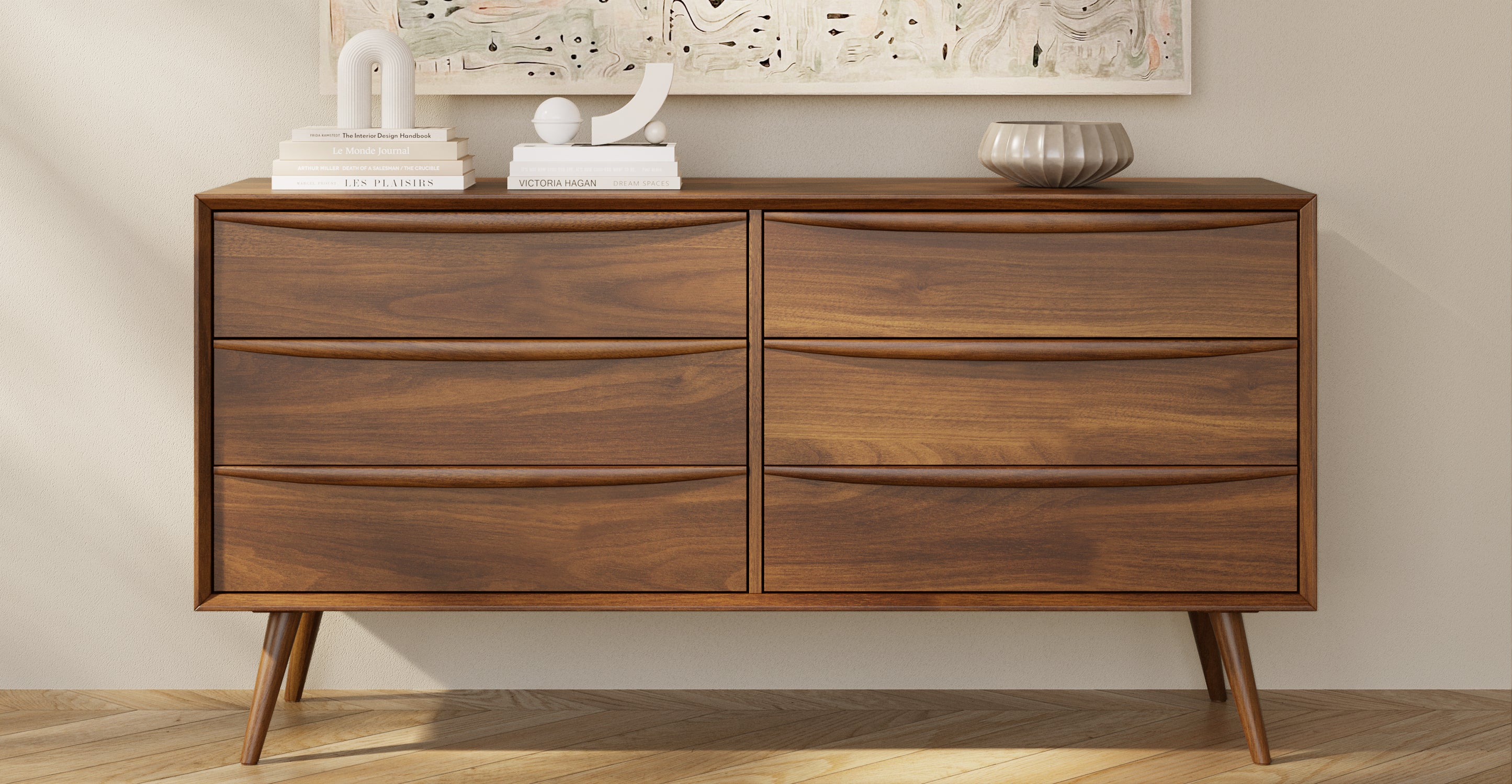 Cura 6 Drawer Dresser - Modern Wooden Chest of Drawers for Bedroom Storage & Organization | Perfect for Clothes, Linens, and Accessories