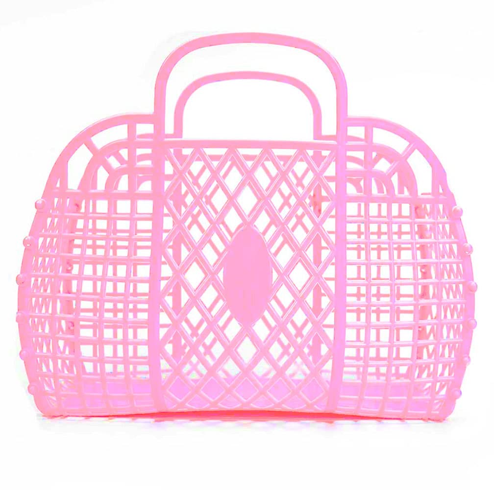 80's Retro Style Jelly Purse - Vintage Jelly Beach Bag for Summer, Kids Plastic Storage Bag | Perfect for Halloween Gift Baskets, Baby Showers, Wedding Flower Girls & Bachelorette Party Favors | Cute Pink Boo Bags for Beach Outings, Pool Parties & Festive Celebrations