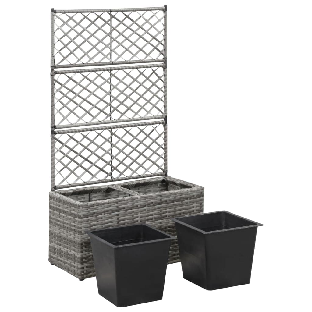 CHARMMA Trellis Raised Garden Bed with 2 Plant Pots 22.8