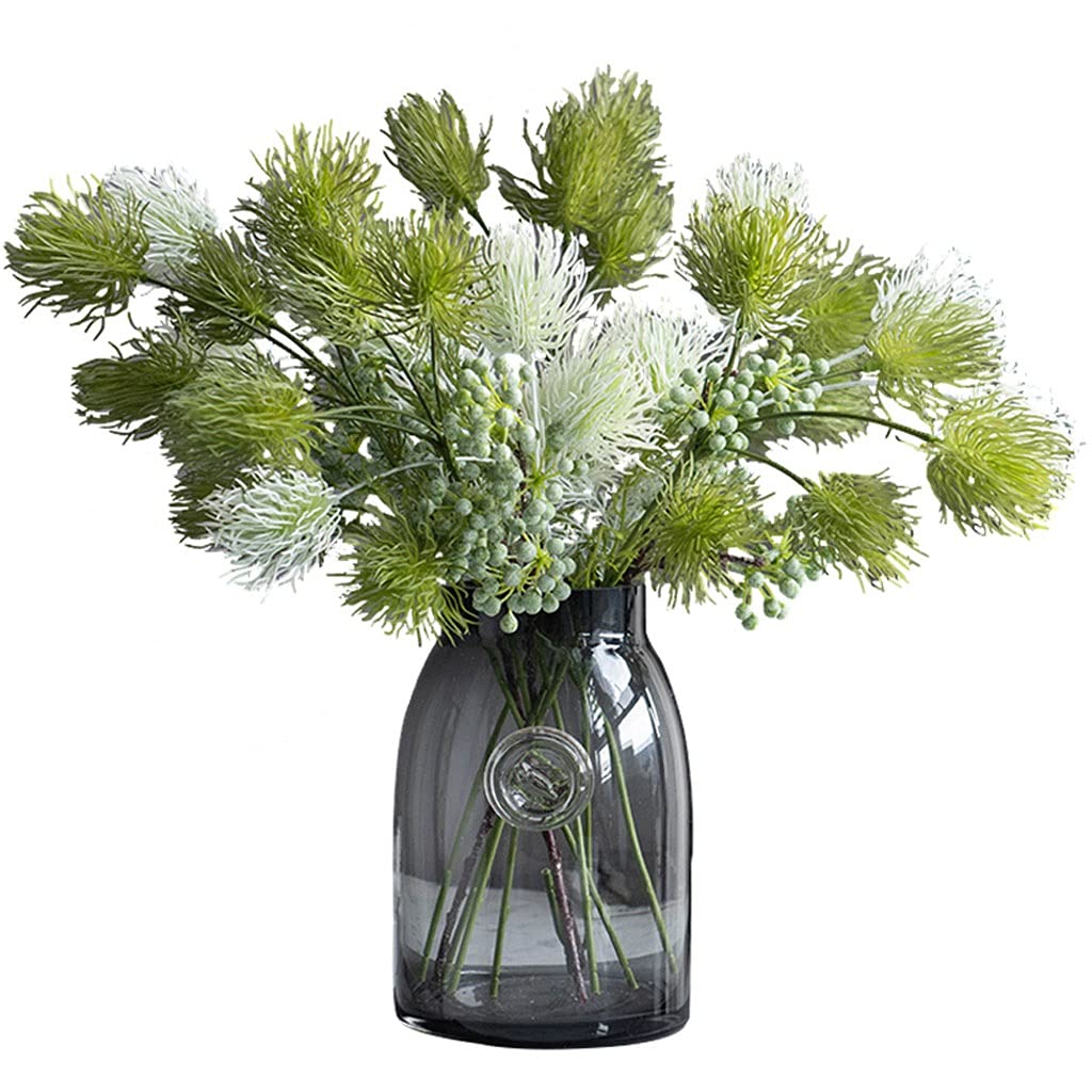 Artificial Rambutan Flower Bouquet Set - Realistic Fake Flowers for Home Decor, Living Room, Dining Table, Coffee Table, Bedroom, Balcony, Wedding Arrangement & Potted Plants (Green) - Perfect for Centerpieces, Party Decor & Gift Ideas