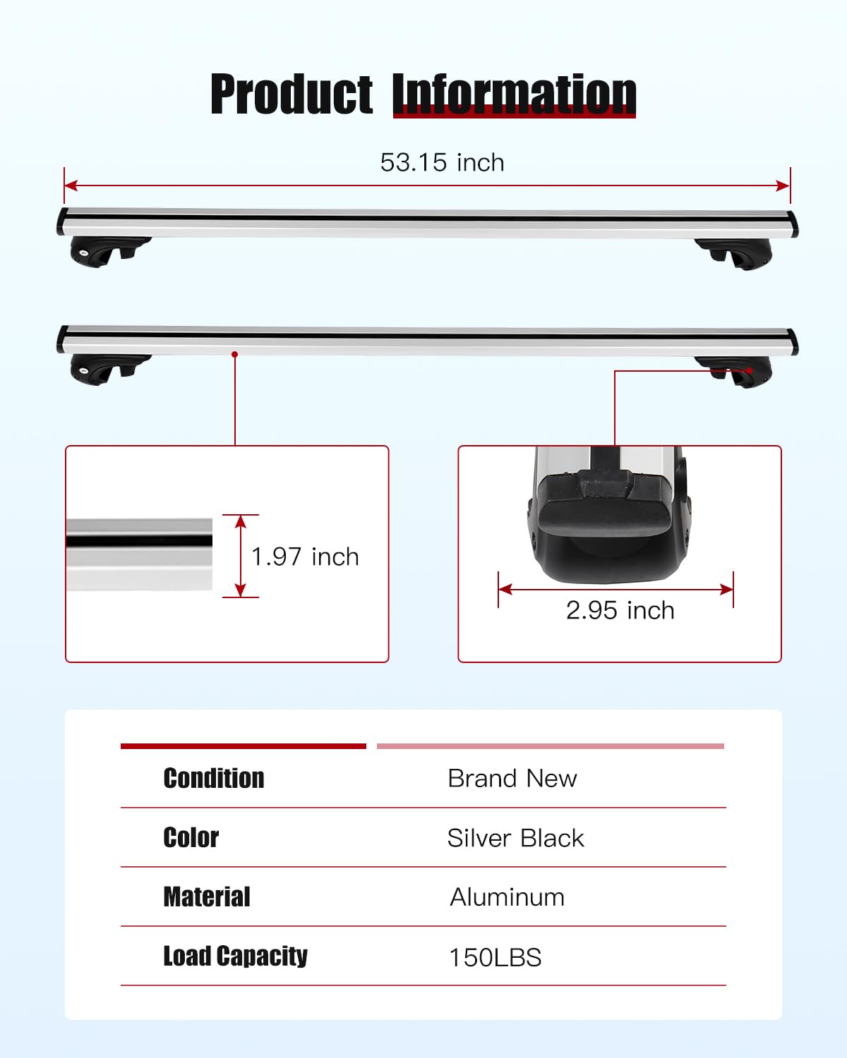 CCiyu Aluminum Roof Rack Cross Bars for Jeep Cherokee 2014-2021 - Universal Car Top Cargo Carrier for Kayak, Canoe, Bike, Ski & Luggage - Heavy Duty Black Roof Rails - Perfect for Road Trips & Outdoor Adventures