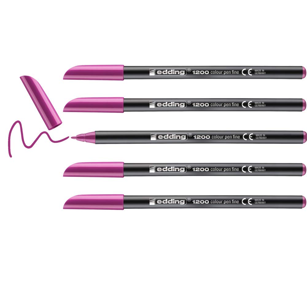 edding 1200 Fine Tip Color Pen Set - 10 Magenta Felt-Tip Pens with 1mm Round Tip for Drawing, Writing & Mandalas | Perfect for School, Office & Art Projects