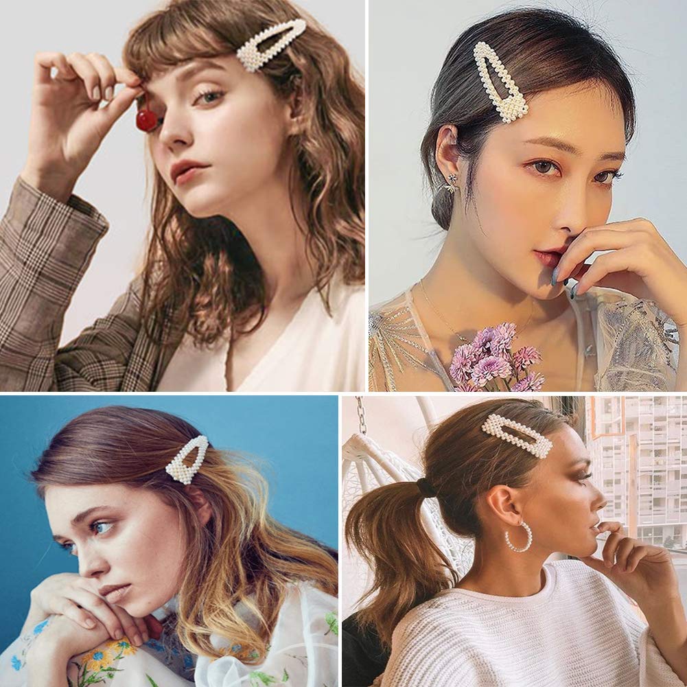 FAMEZA 12 Pcs Large Pearl Hair Clips for Women - Elegant Handmade Hair Barrettes & Pins, Fashion Hair Accessories for Girls, Wedding, Party & Daily Use