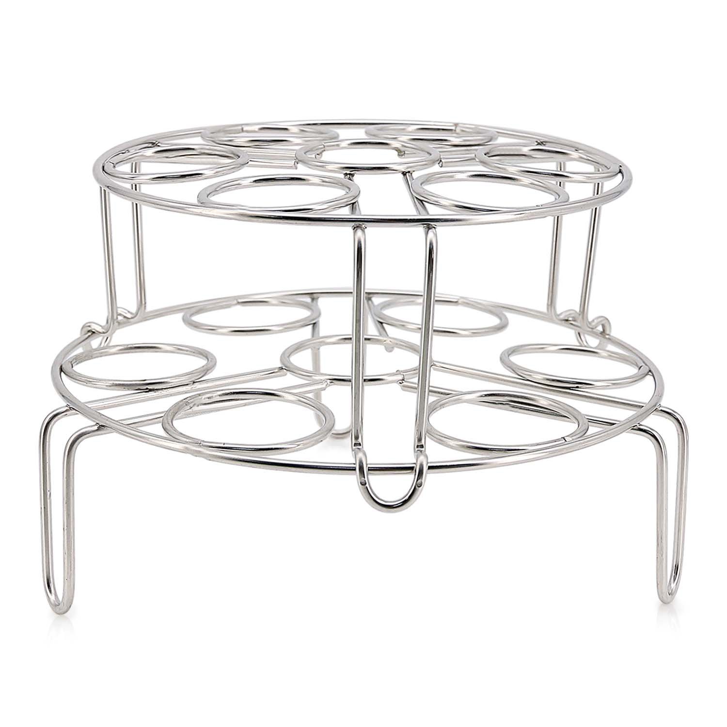**TOMOTE 2-Pack Stainless Steel Egg Steamer Rack & Trivet for Instant Pot 5/6/8 Qt Pressure Cooker - Stackable 304 Multipurpose Cooling Rack for Eggs, Veggies & Baking - Perfect for Meal Prep & Kitchen Organization**