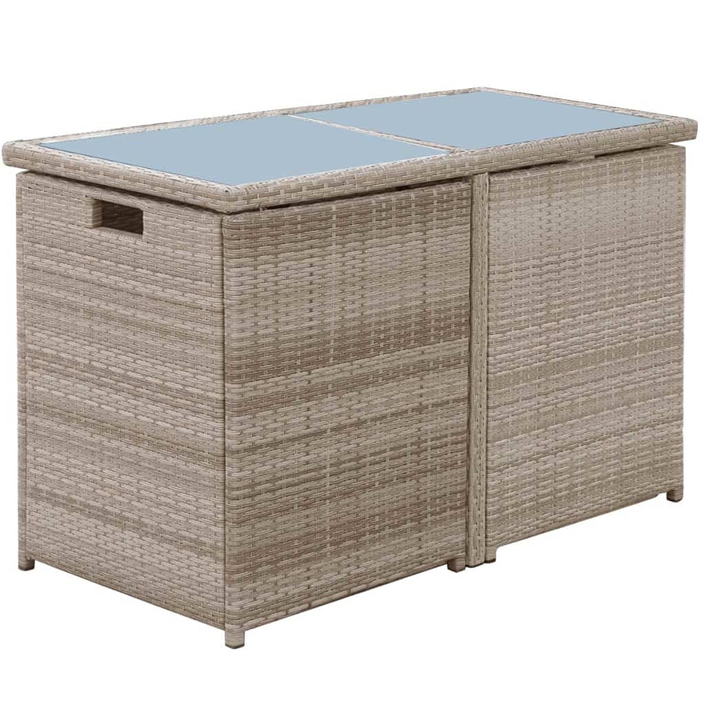 3-Piece Bistro Set with Cushions - Weather-Resistant Poly Rattan Patio Furniture in Beige - Perfect for Outdoor Dining, Garden, Balcony or Poolside Relaxation