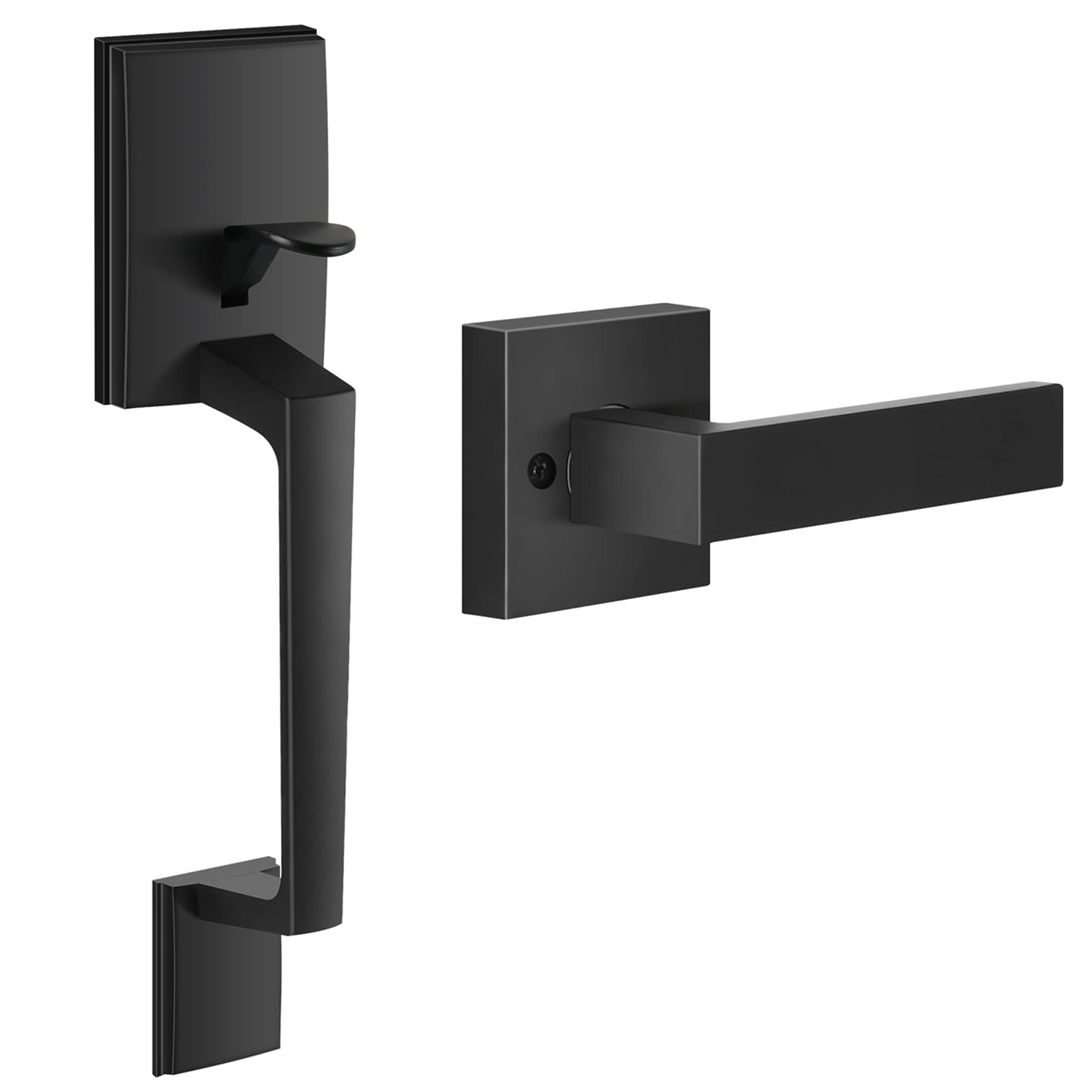 Premium Single Cylinder Exterior Door Handle Set - German Forged Matte Black Entry Lever with Reversible Design for Left/Right Handed Doors | Durable Front Door Hardware for Homes, Apartments & Offices