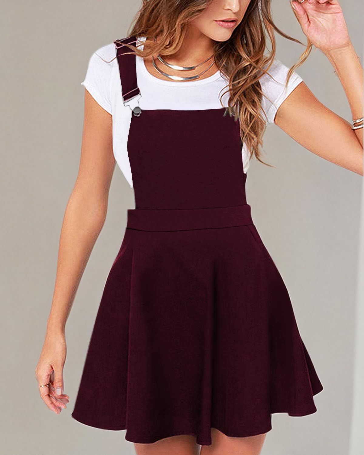 YOINS Women's Adjustable Strap Pleated Mini Pinafore Dress - Cute Suspender Skirt for Casual Wear, Date Nights & Spring Outfits