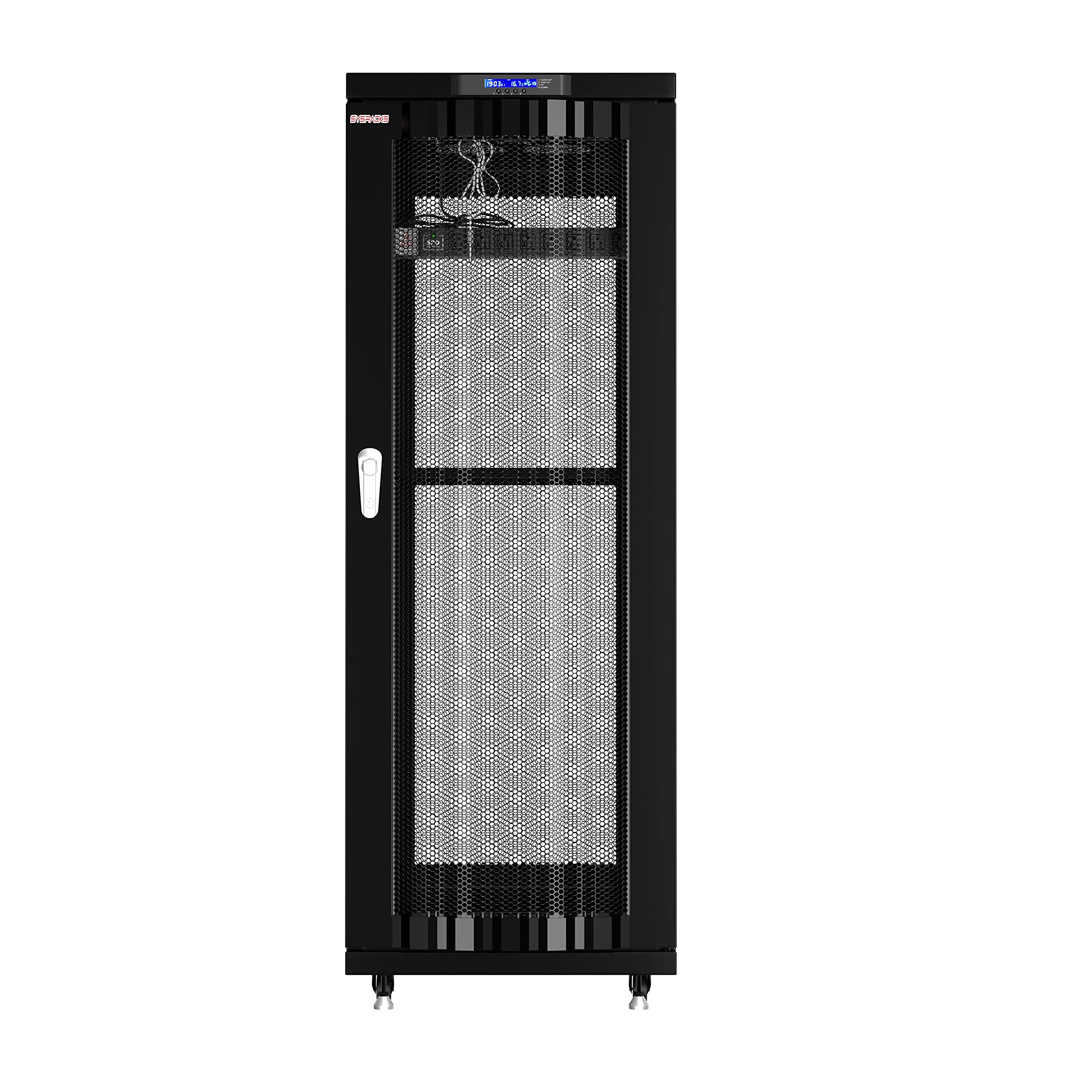 Sysracks 42U Server Rack Cabinet with Locking Doors - Heavy Duty Network Rack for Data Center, Office & Home Use - Includes Caster Levelers, Cooling Fan, Thermostat & PDU - Ideal for Server, AV & Networking Equipment Mounting