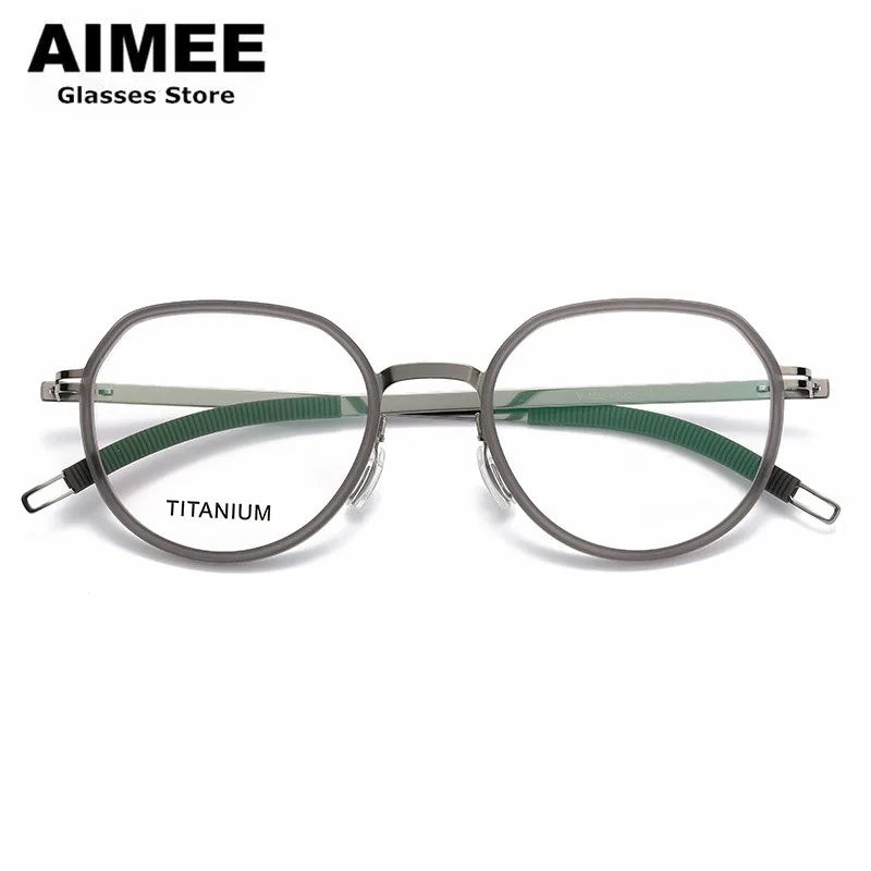 Aimee Unisex Full Rim Flat Top Oval Titanium Acetate Eyeglasses 60219 - Lightweight Durable Frame for Men & Women - Perfect for Reading, Work, and Everyday Use