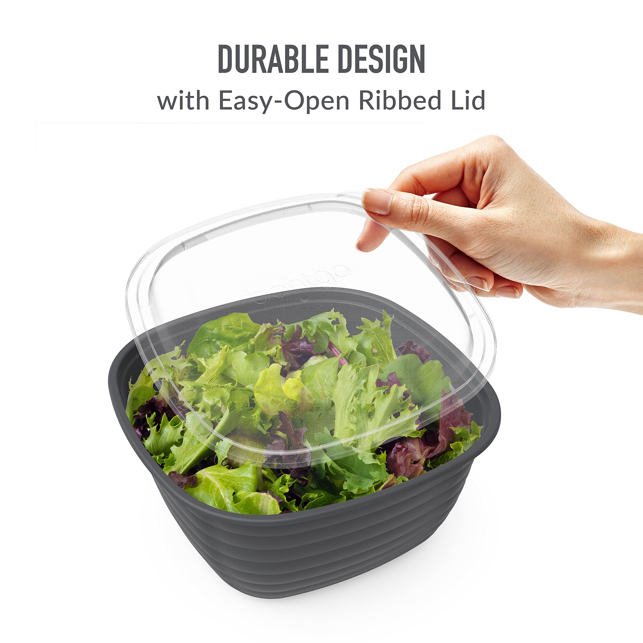 Bentgo Prep - 10-Pack 1-Compartment Meal Prep Bowls with Custom Fit Lids - Reusable, Microwave & Dishwasher Safe, BPA-Free Food Storage Containers for Freezer & Fridge - Perfect for Meal Prepping, Leftovers & Office Lunches (Graphite)
