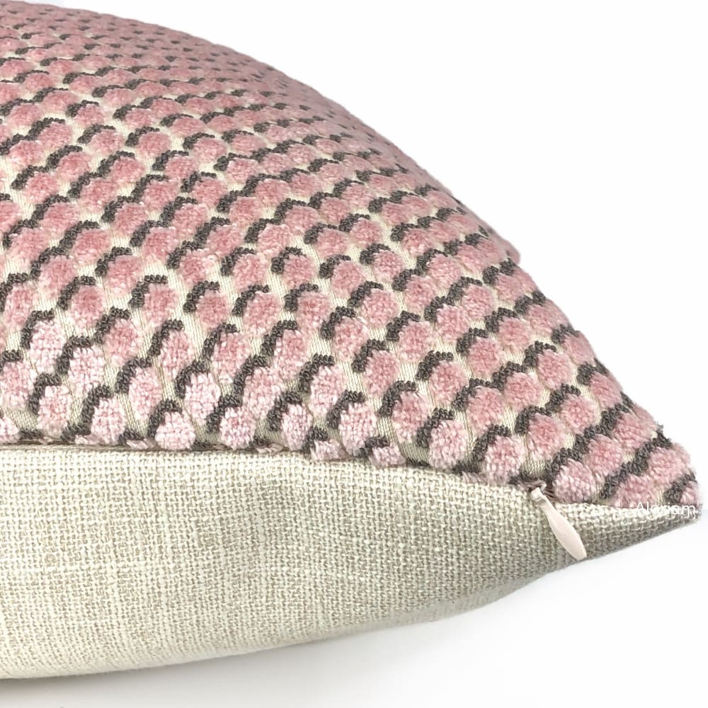 Kravet Kate Spade Mazzy Dot Blush Pink Velvet Decorative Pillow Cover - Luxury Velvet Throw Pillow Case for Sofa, Bedroom & Living Room Decor