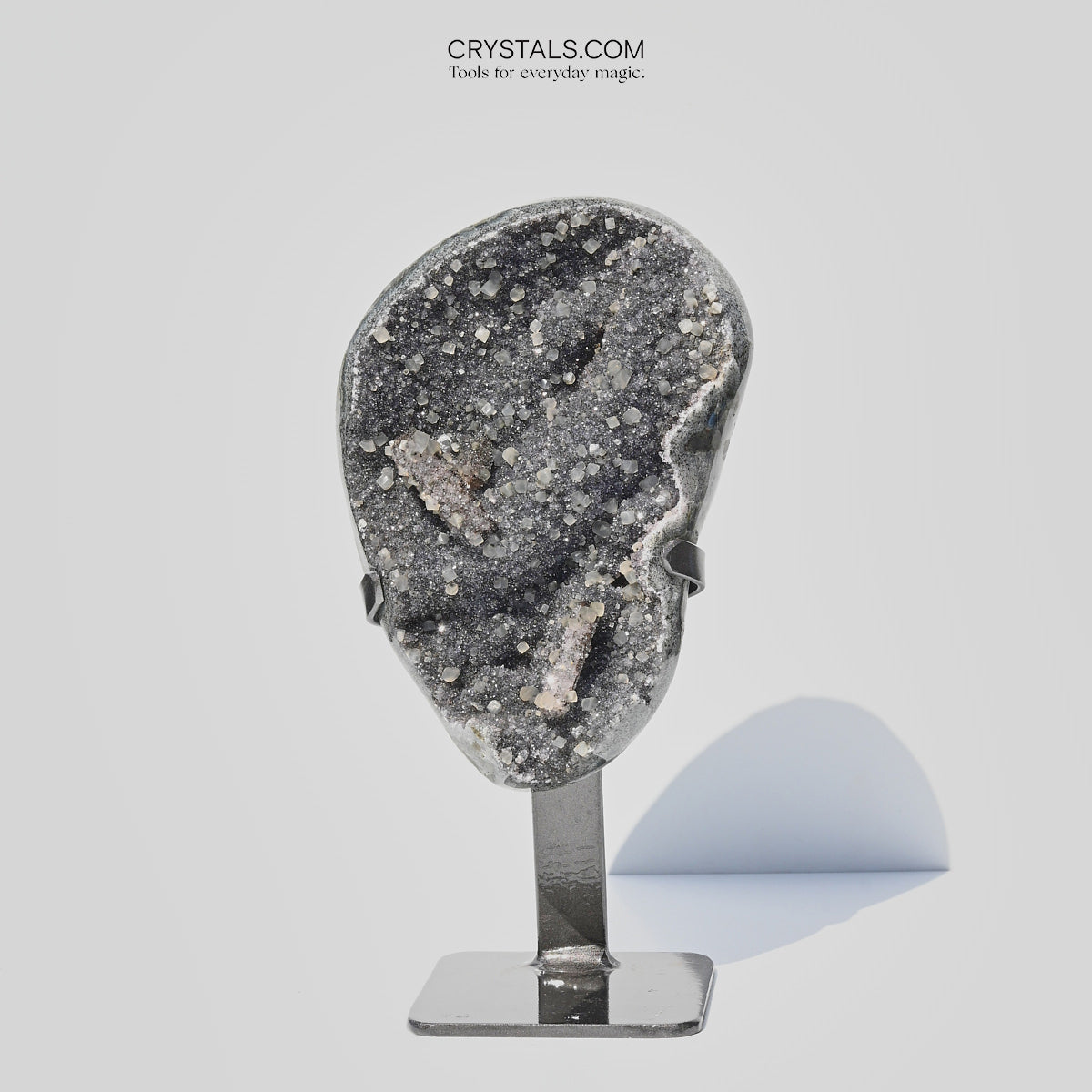 Natural Green Amethyst & Calcite Geode on Display Stand - 11 Inch Healing Crystal for Home Decor, Meditation & Spiritual Gifts