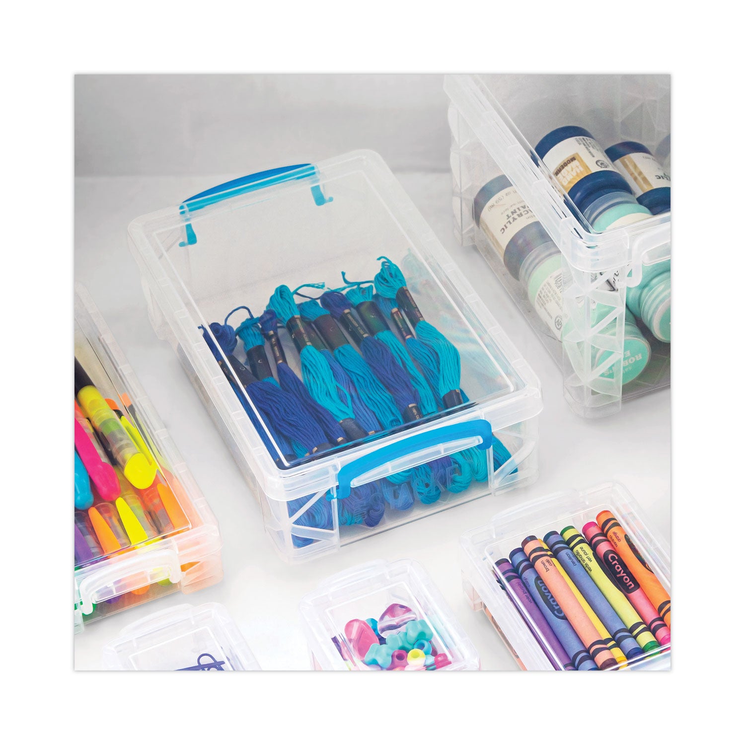 Advantus Super Stacker Large Clear Pencil Box - 9 x 5.5 x 2.62 Inches - Durable School & Office Organizer for Pens, Markers, Art Supplies & Stationery