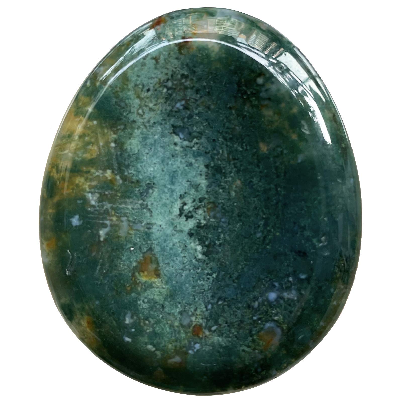 Moss Agate Worry Stone - Teardrop Healing Crystal for Anxiety Relief, Chakra Balancing & Positive Energy Meditation | Pocket-Sized Stress Relief Tool for Office, Travel & Home Relaxation