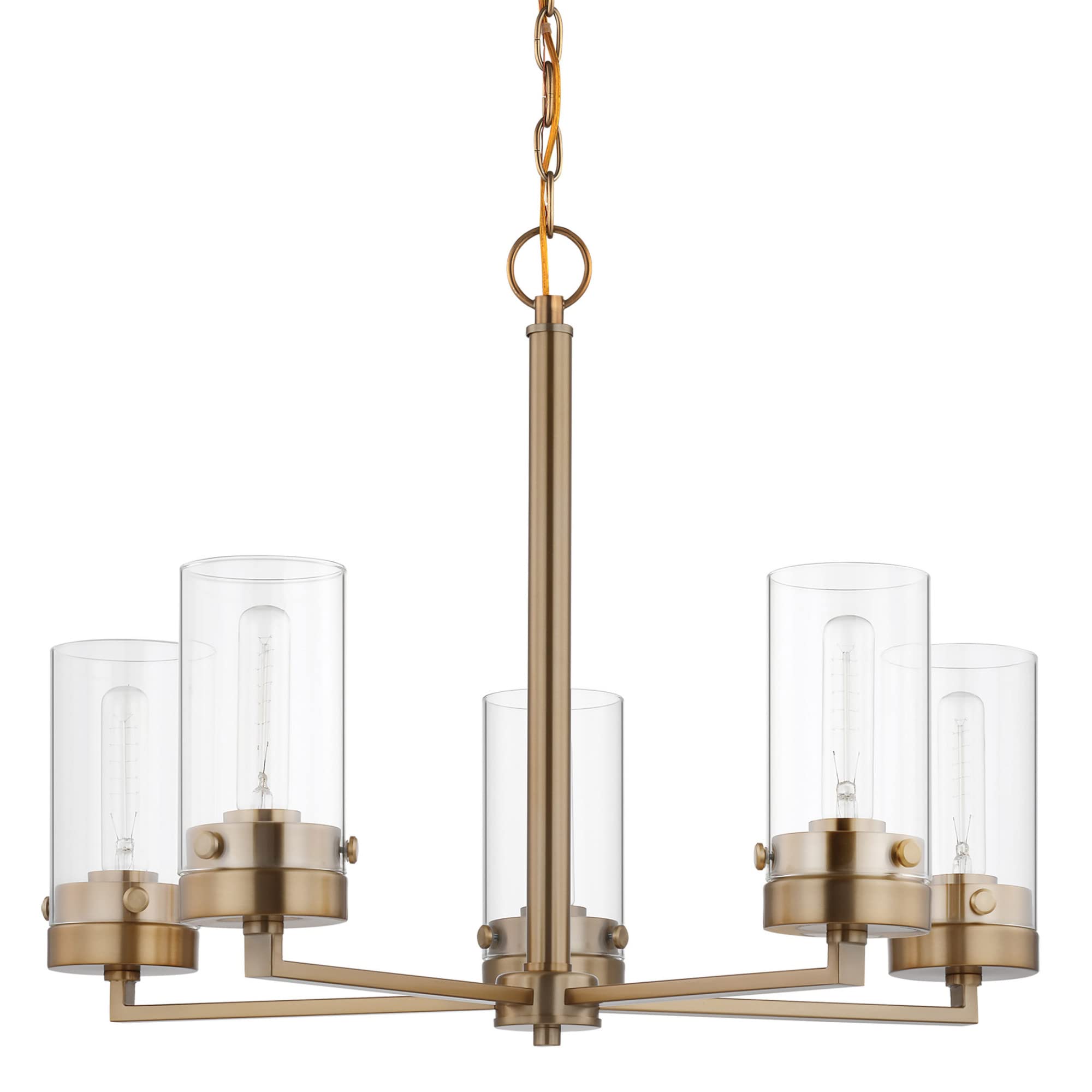 Nuvo Lighting 45923675355 5-Light Chandelier in Burnished Brass - Elegant Dining Room & Bedroom Ceiling Fixture for Modern Home Decor