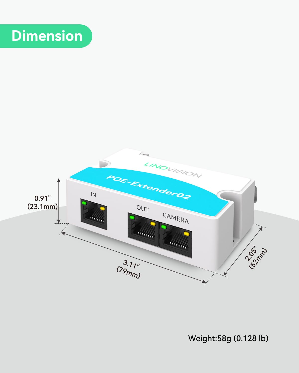 LINOVISION Mini 2 Port POE Extender IEEE 802.3af/at - 1000ft Power Over Ethernet Repeater for Cat5/6 Cable - POE Splitter for 2 Devices Like IP Cameras & VoIP Phones (3 Pack) - Ideal for Home Security & Office Network Expansion