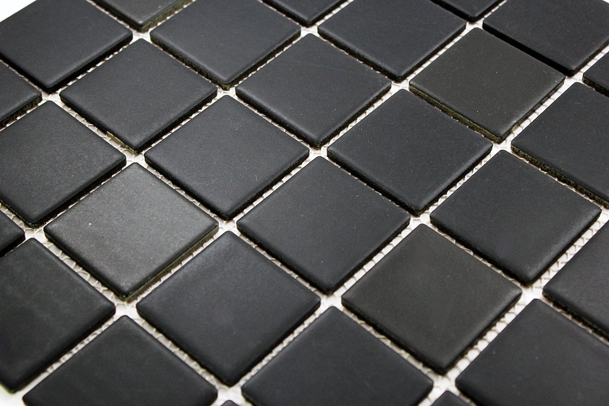 Premium Black Matte Porcelain Mosaic Tiles 2x2 Inch - 12x12 Inch Sheet (5 Pcs/Box) - Ideal for Bathroom, Kitchen Backsplash, Floor & Wall Tile Installation - Waterproof & Durable for Home Renovation Projects