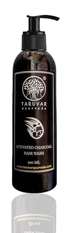 TARUVAR Ayurveda Oil Control Shampoo with Activated Charcoal - 200ml Herbal Hair Wash for Oily Scalp & Dandruff | Deep Cleansing & Purifying for Daily Hair Care