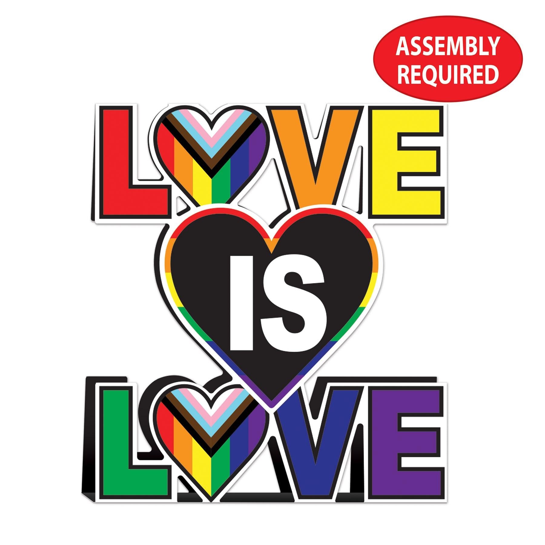 12 Pack Beistle 3D Love is Love Party Centerpieces - Rainbow Pride Decorations for LGBTQ+ Weddings, Anniversaries & Valentine's Day Celebrations