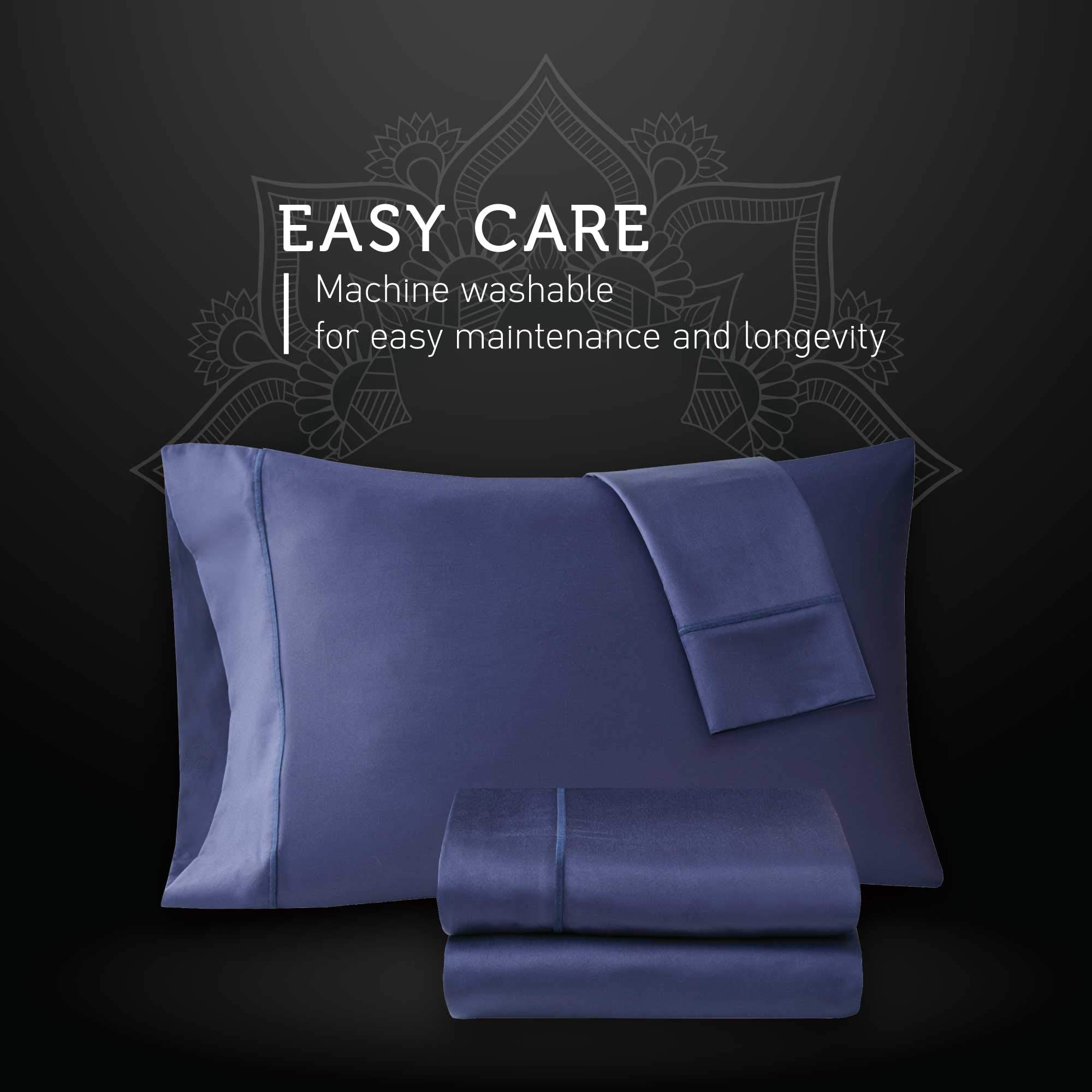 Hyde Lane California King Sheets - 1000 Thread Count Luxury Cotton Bedding Set | Deep Pocket Fitted Sheet, Soft & Breathable Sateen Weave | Durable & Elegant Navy Blue Sheets for Master Bedroom or Guest Room