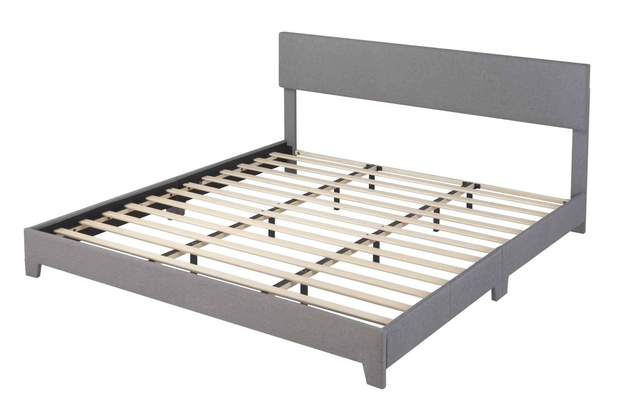 Allewie King Size Platform Bed Frame with Adjustable Upholstered Headboard - Sturdy Wood Slats & Heavy Duty Mattress Foundation - No Box Spring Needed - Quiet & Easy Assembly in Light Grey - Perfect for Master Bedroom, Guest Room or Modern Apartment