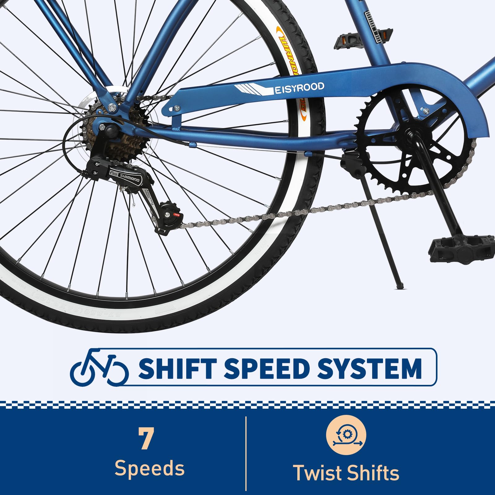 26 Inch 7-Speed Beach Cruiser Bike for Women & Men - Lightweight Hybrid Cruiser with Quick Assembly & Anti-Skid Tires - Perfect for Coastal Rides, City Commuting & Leisure Cycling (Adult Bike)