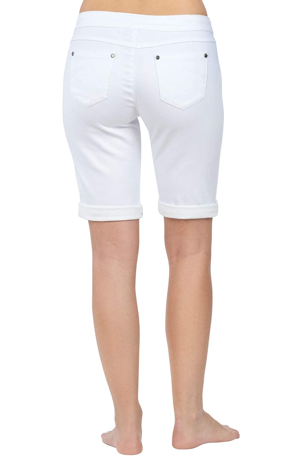 Women's Stretch Denim PajamaJeans Summer Shorts with Pockets - Knee-Length Pull-On Comfort Shorts for Ladies | Perfect for Lounging, Travel & Casual Outings